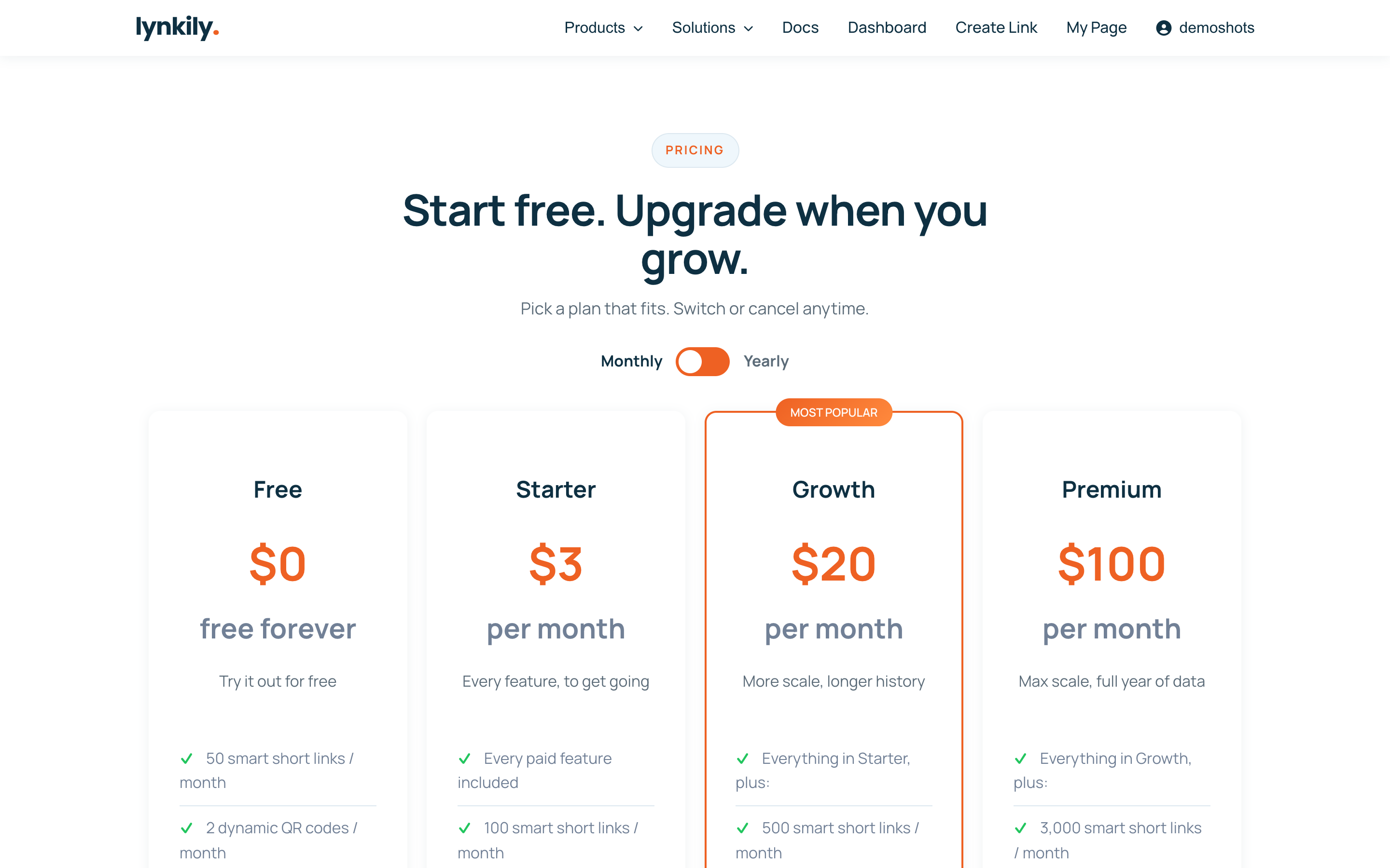 Plans, free trial & billing screenshot